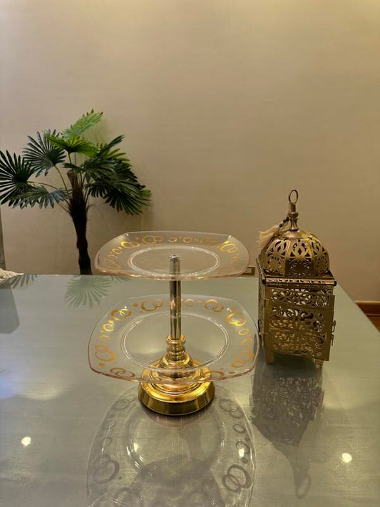 Bronze lantern with gold plexi double plate
