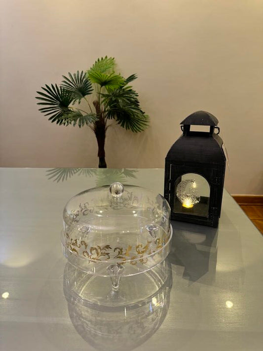 Black lantern with plexi transparent tray