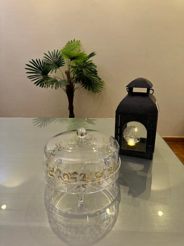 Black lantern with plexi transparent tray