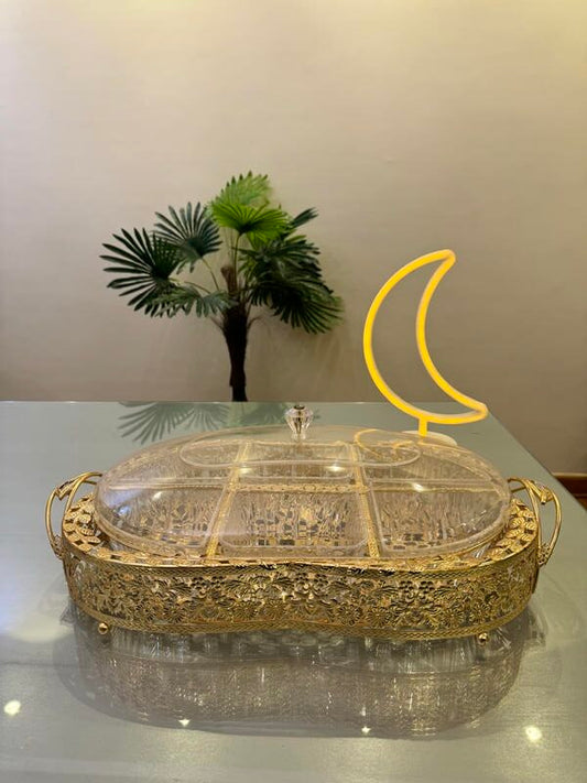 Led mini crescent with gold plexi tray