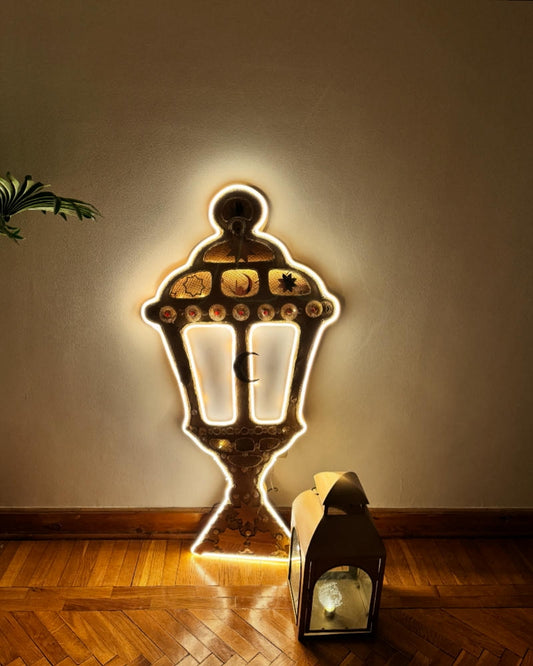 Large gold lit up 1D lantern