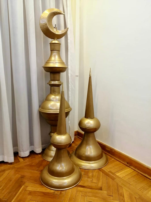 Three Golden finials with crescent moon