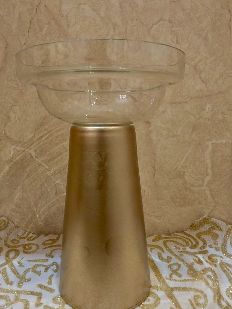 Gold metal and glass cup