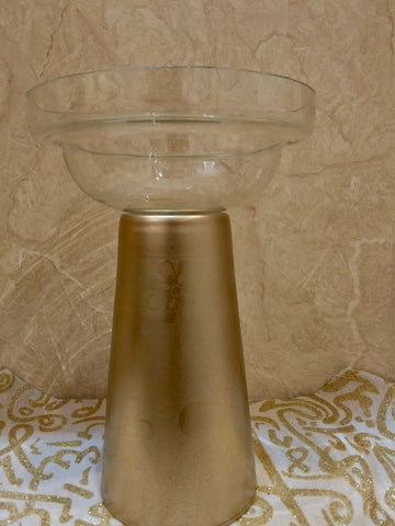 Gold metal and glass cup