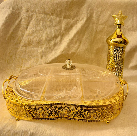 Ramadan Gold Tray With Gold Lantern