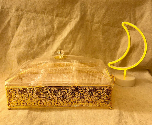 Ramadan Gold Tray With Lit Up Crescent
