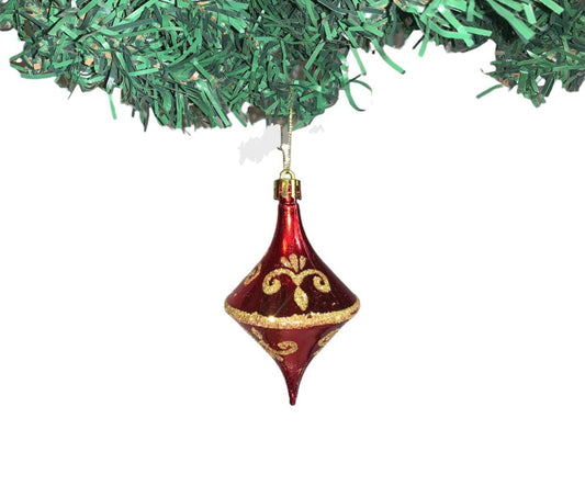 Christmas Red & Gold Cone Ornament - Set of 5