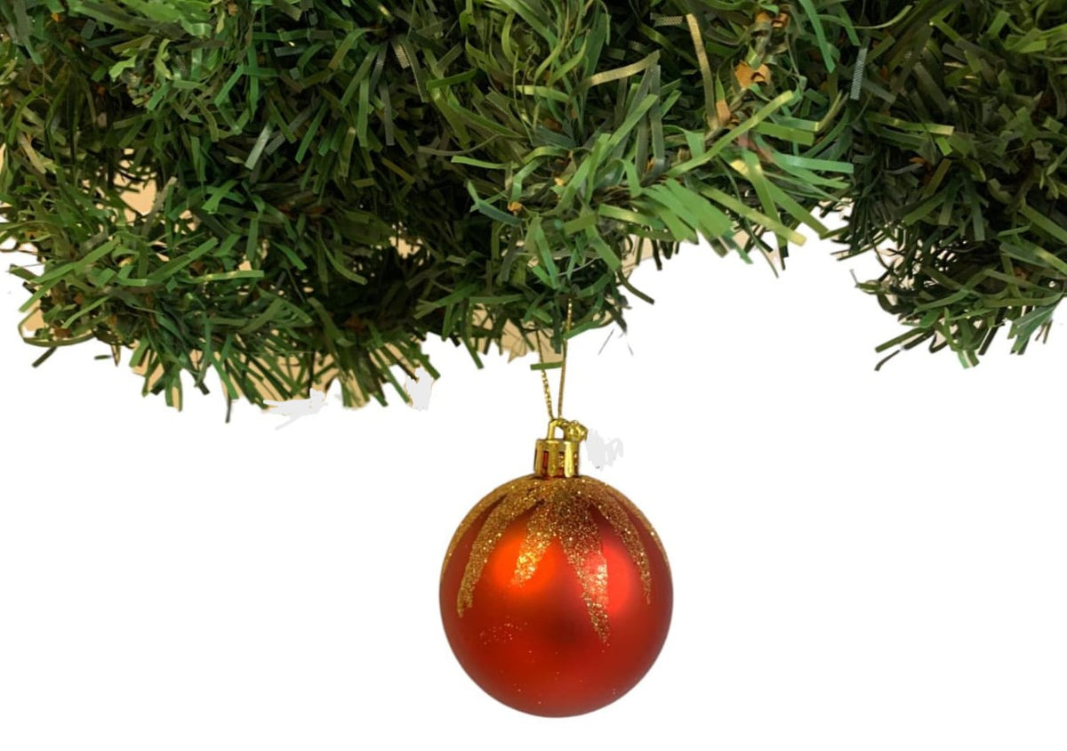 Christmas Red & Gold Glittery Balls - Set of 6