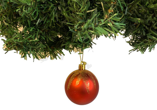 Christmas Red & Gold Glittery Balls - Set of 6