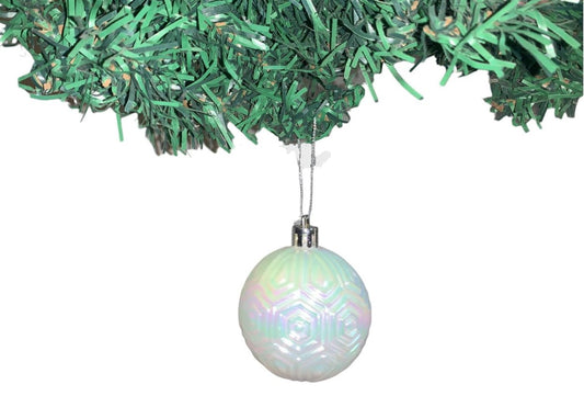 Chritsmas Iridescent White Ball Ornament - Set of 6