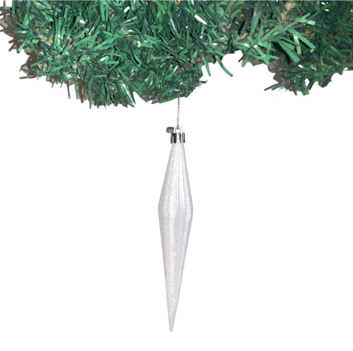 Christmas White Glittery Swirl Ornament - Set of 6