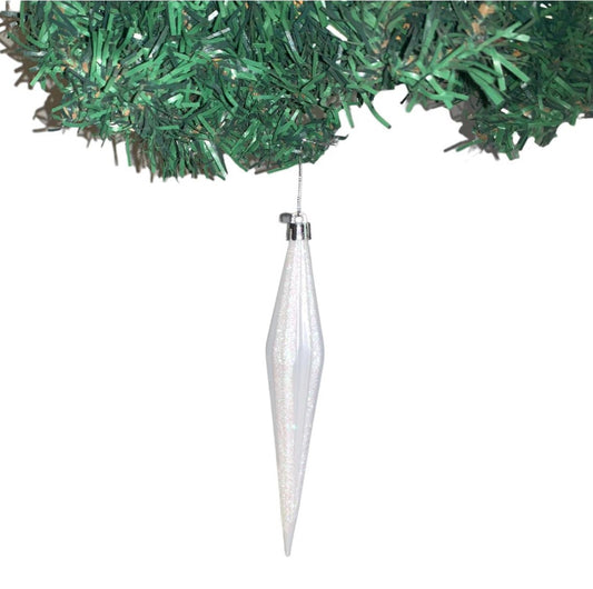 Christmas White Glittery Swirl Ornament - Set of 6