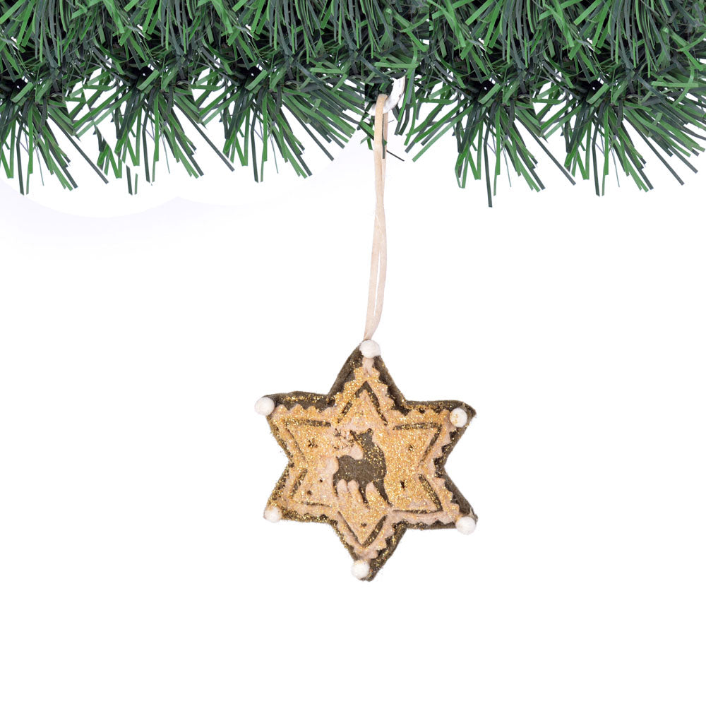 fabric Star Christmas Ornament - 6 pieces per box