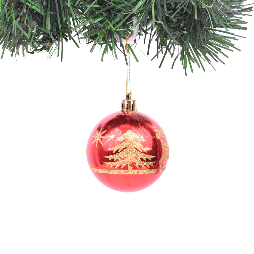 Glossy Red Christmas Ball - 6 pieces per box