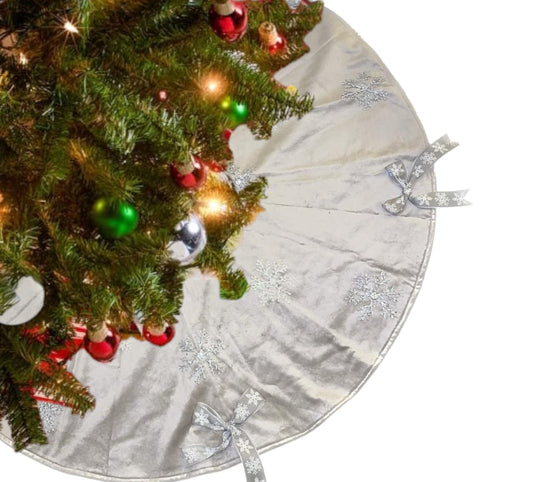 Grey Bow Christmas Tree Skirt
