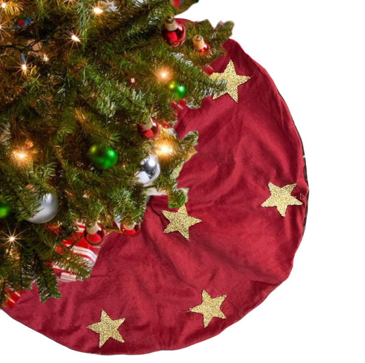 Velvety Burgundy Christmas Tree Skirt