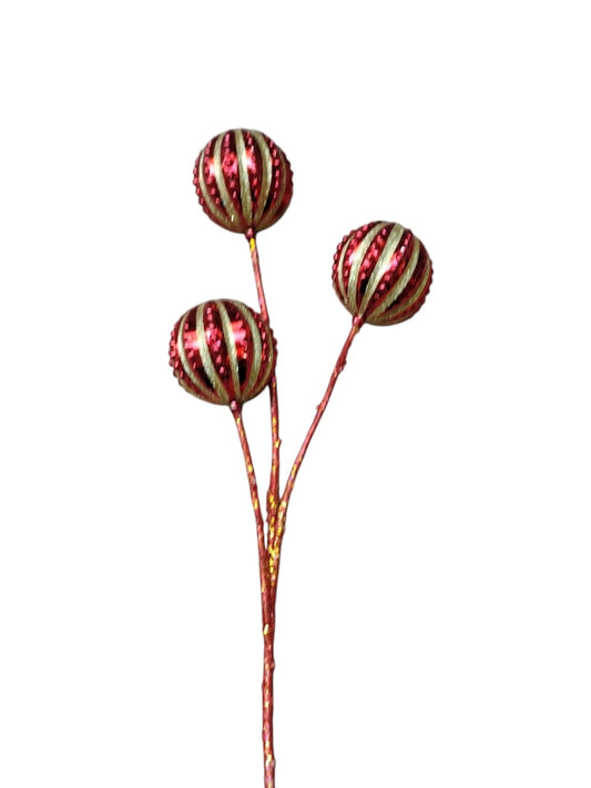 Branch B glitter red and red ball in gold