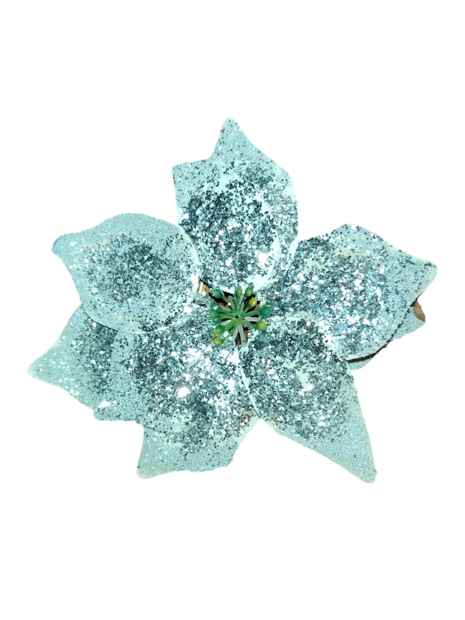 Silver rose glitter and beads