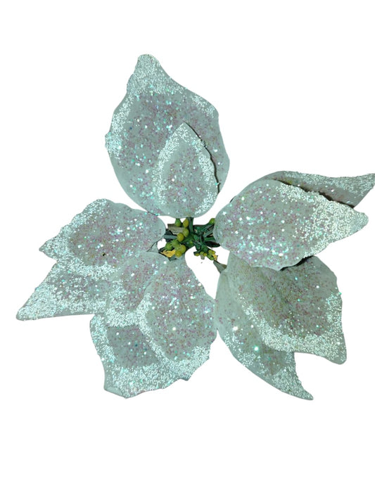 White roses, glitter and beads