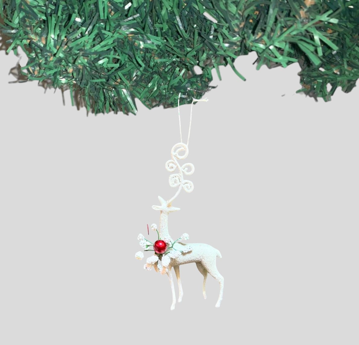 White Glitter Reindeer Ornament
