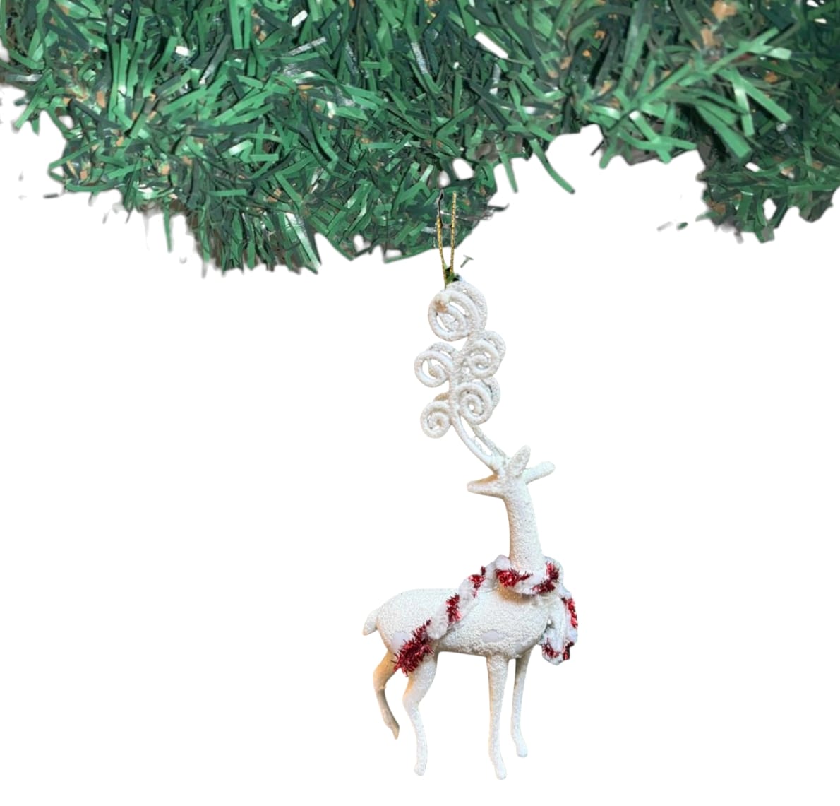 White Glitter Reindeer Ornament