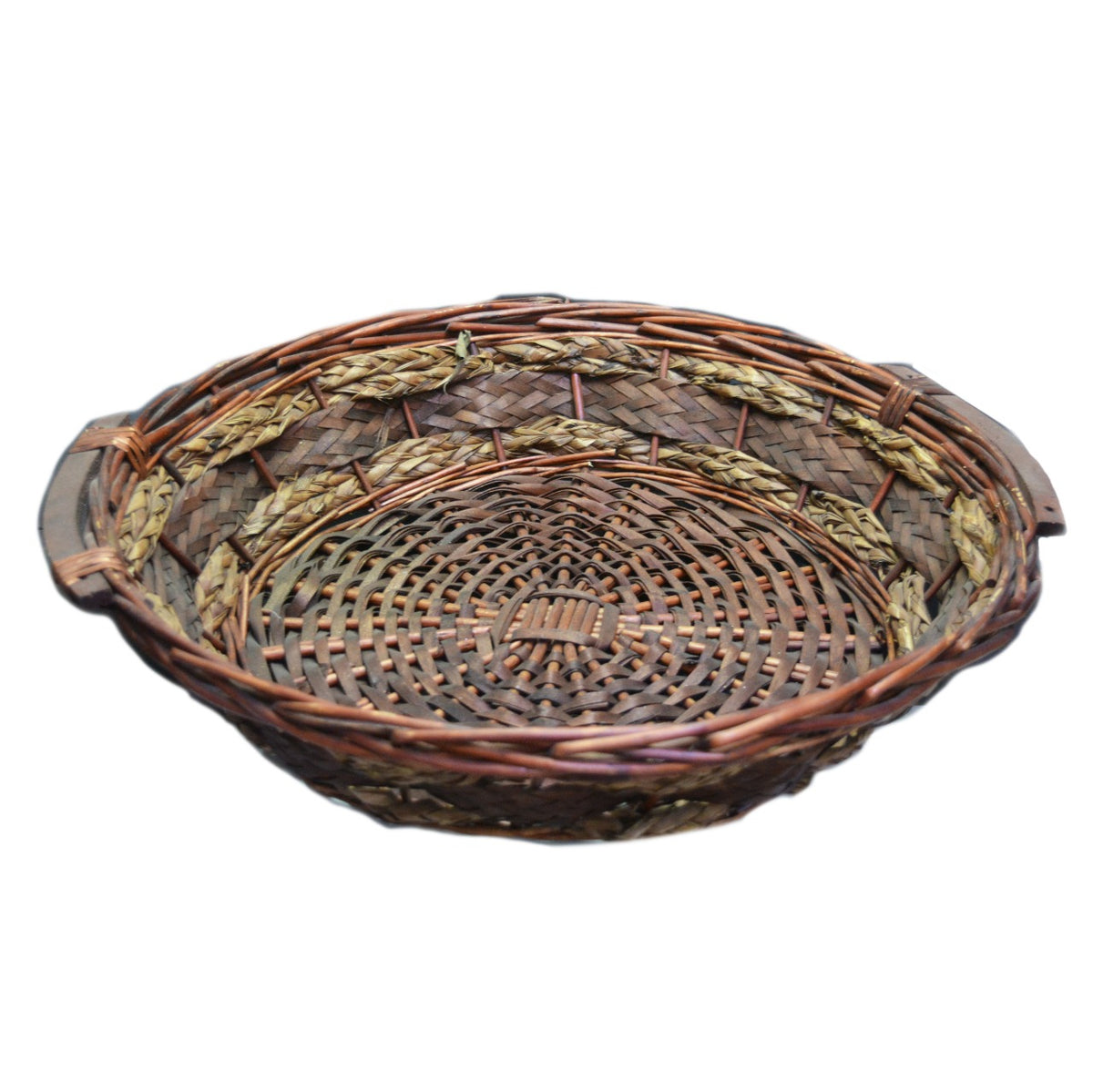Handmade Round Wicker Basket - Rustic Bread & Fruit Serving Tray for Home Decor