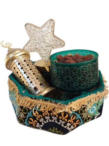 Green and Gold Ramadan Gift Basket Set