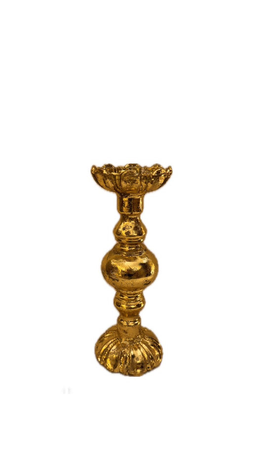 Tall gold plated candle holdet