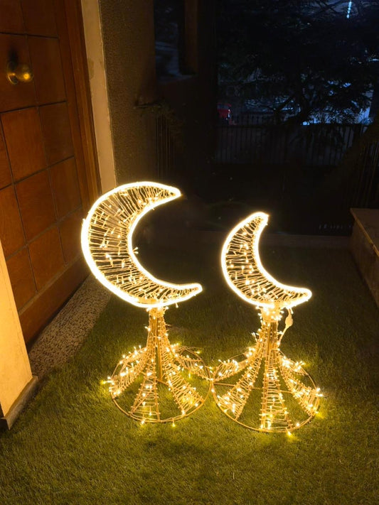 Ramadan 2 Sets Of Metal With Led Light Crescent