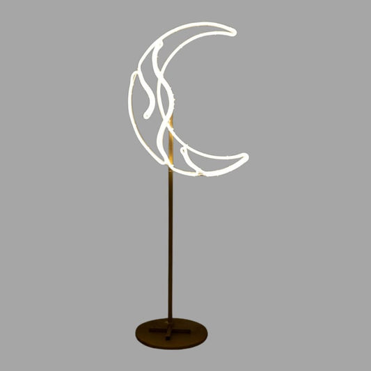 Metal stand with an LED crescent