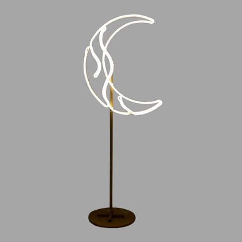 Metal stand with an LED crescent