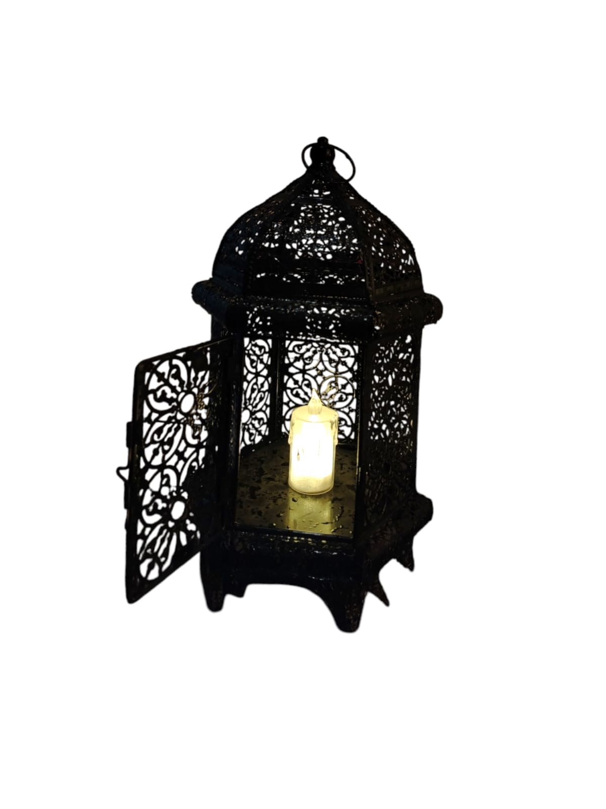 Black lantern with a door